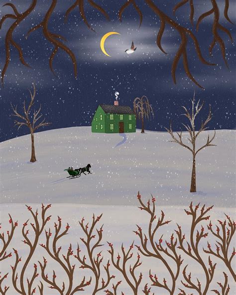 Winter Wonderland Folk Art Landscape Digital Art by Nightingale Originals - Fine Art America