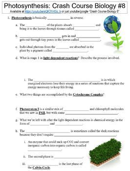 Crash Course Biology #8 (Photosynthesis) worksheet by Danis Marandis