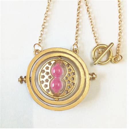 Collectibles & Art Harry Potter Time Turner Hermione Granger Rotating Hourglass Necklace Pink ...