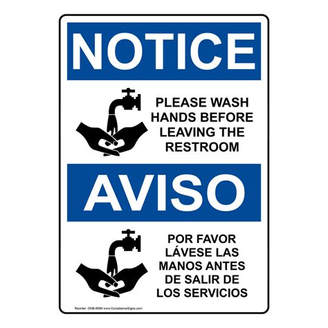 OSHA NOTICE Please Wash Hands Before Leaving Restroom Sign ONB-9599