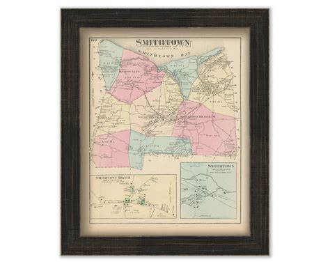 Smithtown, New York 1873 Map, Replica and GENUINE ORIGINAL