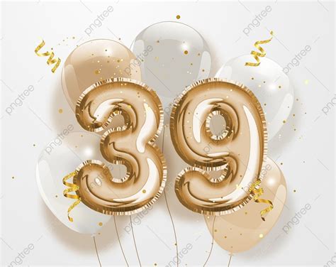 Happy Birthday Greeting Vector Design Images, Happy 39th Birthday Gold Foil Balloon Greeting ...