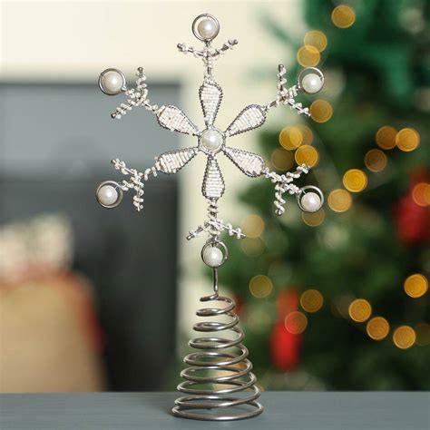 Handmade White Snowflake Christmas Tree Topper By Dibor | notonthehighstreet.com