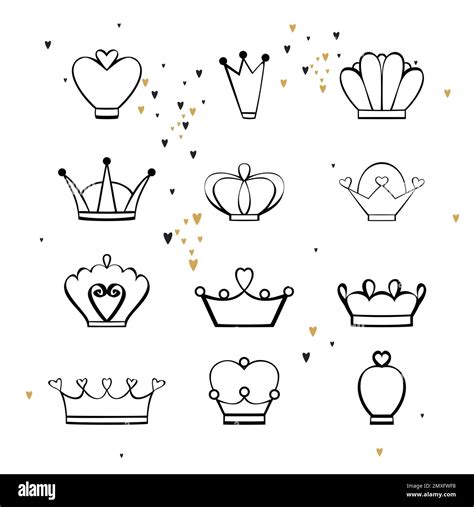 Set of beautiful crowns. Hand drawing vector illustration Stock Vector ...