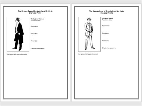 Dr Jekyll and Mr Hyde Charater Profiles | Teaching Resources