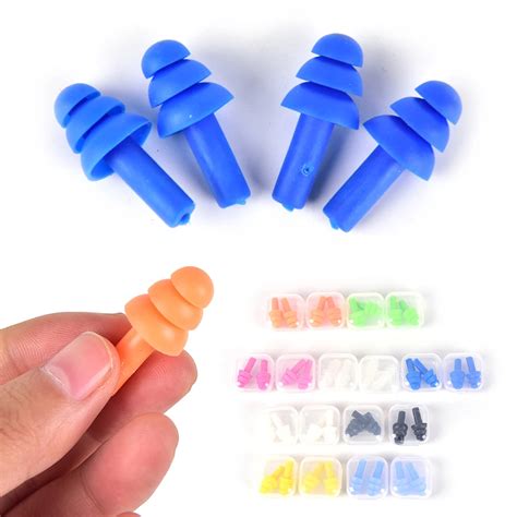 Travel Silicone Waterproof Swimming Ear Plugs 2 Pairs Earplugs Ear Protector Noise Reduction ...