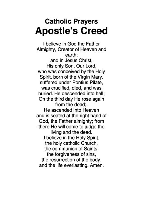 Apostles Creed Prayer New Version Printable