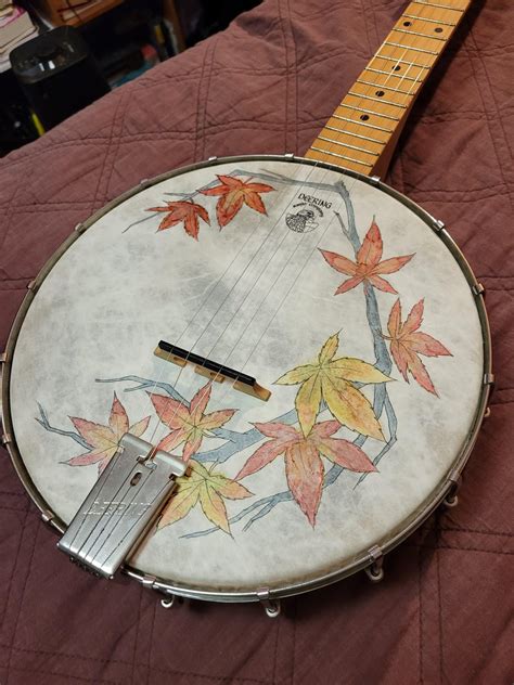 New Japanese Maple leaf design on my banjo head! Painted by a friend of ...