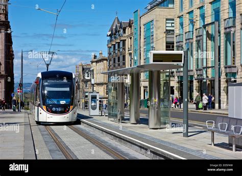 Edinburgh tram at St. Andrew Square stop in Edinburgh Scotland and ...