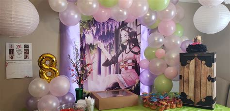 Birthday Party, demon slayer, nezuko, balloon garland, Japanese theme ...