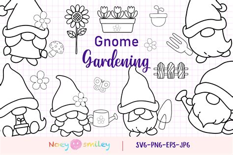 Gnome Garden Clipart. SVG Gnomes Graphic by Noey smiley · Creative Fabrica