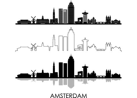 AMSTERDAM Holland Netherlands SKYLINE City Outline Silhouette - Etsy