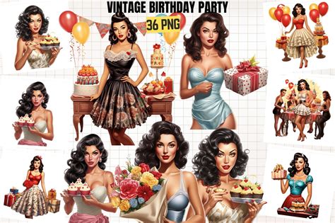 Vintage Birthday Clipart Graphic by DenizDesign · Creative Fabrica