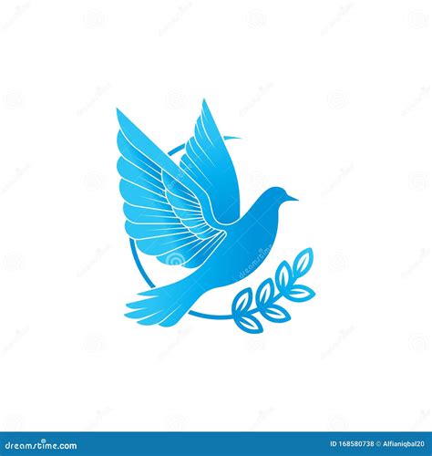 Dove Logo Icon Vector Illustration. Abstract Line Art of a Flying Dove with Olive Branch Stock ...