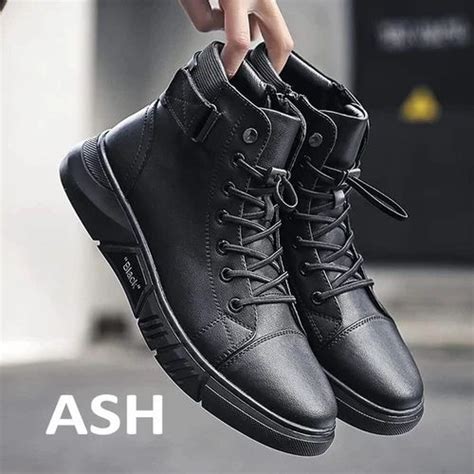 Black Leather Boots Italian High-top Casual Martin Leather Boots for men's at Rs 349/pair | Men ...