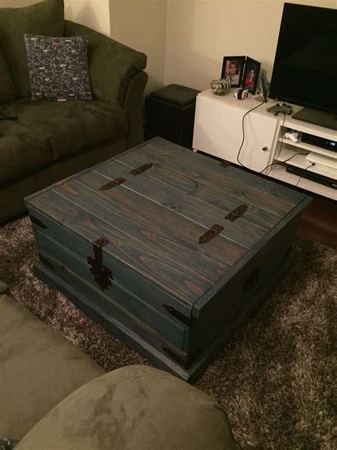 Blue stained pine chest coffee table-DIY furniture rehab | 1000 | Chest coffee table, Furniture ...