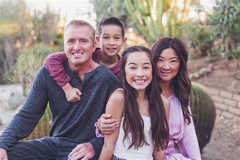 Asian And White Mixed Family - Mother, Father, Son And Daughter ...