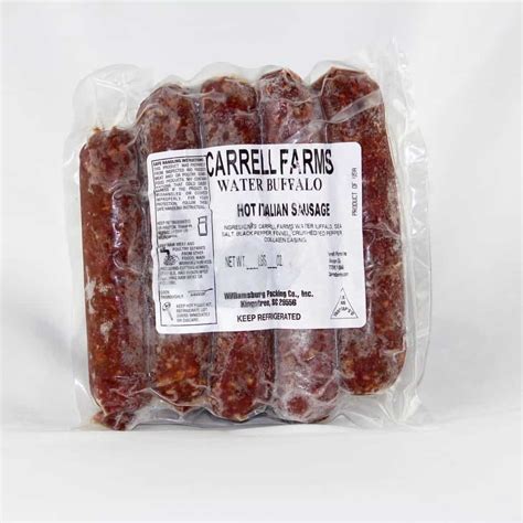 Water Buffalo – Sausage – Hot Italian – 1 lb – Carrell Farms – Living Well Farmers Market