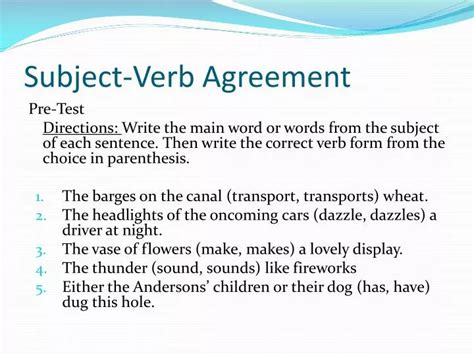 PPT - Subject-Verb Agreement PowerPoint Presentation, free download ...