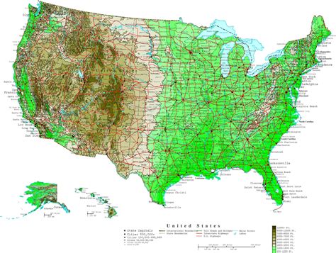 Map Of Usa Population – Topographic Map of Usa with States