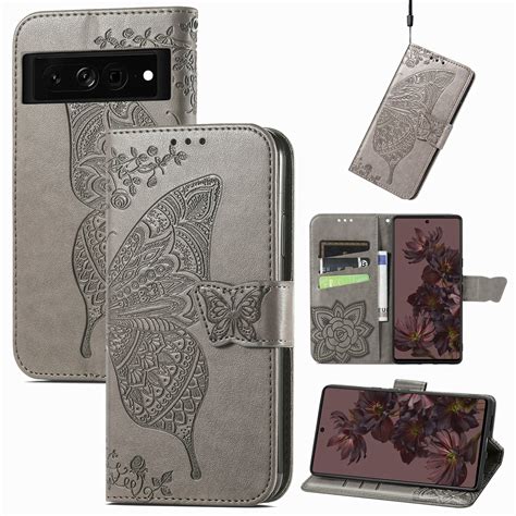 For Google Pixel 7 Pro 5G Butterfly Love Flower Embossed Leather Phone ...