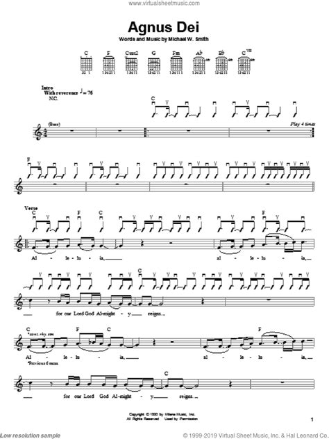 Smith - Agnus Dei sheet music for guitar solo (chords) v2