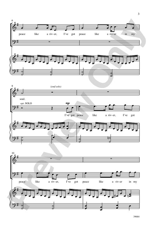 Peace Like a River: SAB Choral Octavo - Digital Sheet Music Download