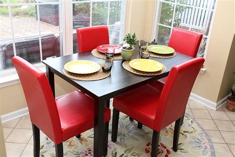 Amazon.com - 5 PC Red Leather 4 Person Table and Chairs red Dining Dinette - Red Parson Chair ...