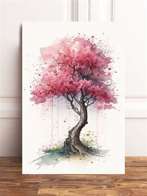 Japanese Pink Sakura Cherry Blossom Bonsai Tree Wall Art Asian Print ...