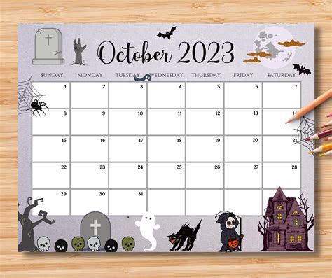 EDITABLE October 2023 Calendar Happy Spooky Halloween Planner - Etsy in ...