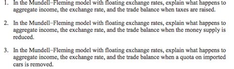 Solved 1. In the Mundell-Fleming model with floating | Chegg.com