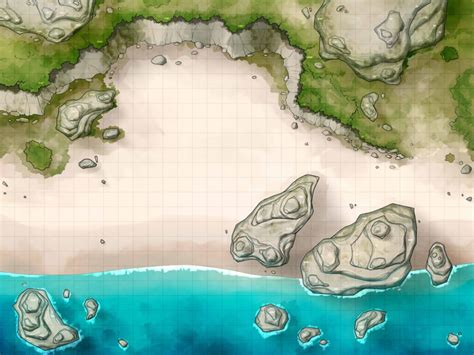 Battlemap - Beach with Cliffs by RoninDude on DeviantArt | Dnd battle maps, Dungeon maps ...