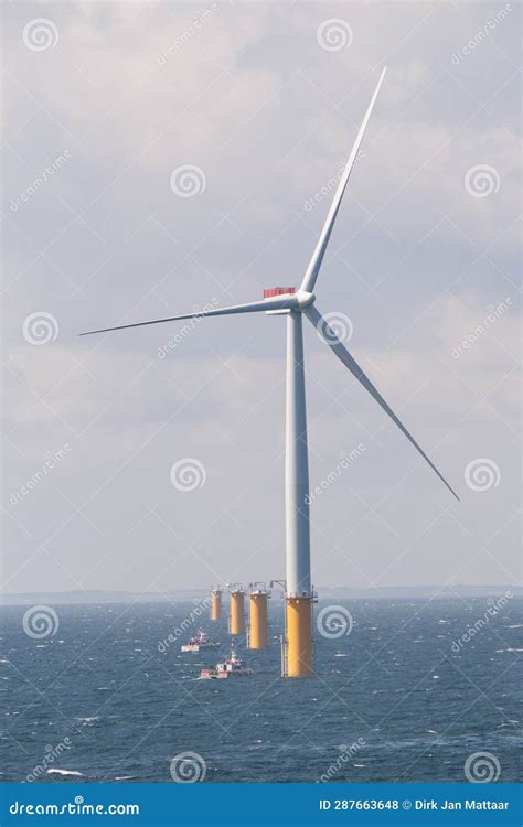 Offshore Wind Farm Under Construction Stock Photo - Image of ...