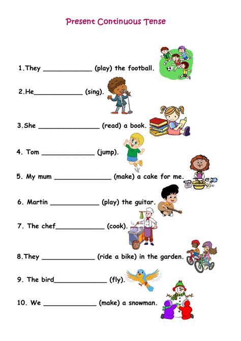 Present Continuous Tense - Interactive worksheet