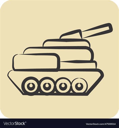 Icon tank related to military symbol hand drawn Vector Image