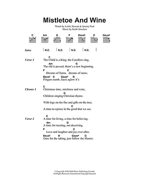 Mistletoe And Wine sheet music by Cliff Richard (Lyrics & Chords – 48598)