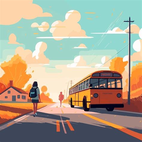 Premium AI Image | School bus with students flat illustration Back to school illustration school ...