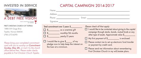 Church Capital Campaign Pledge Card Samples - Church Development