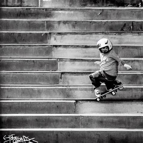 Bart Simpson skateboarding down the stairs, in the | Stable Diffusion ...