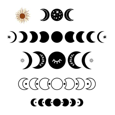 Premium Vector | Black moon phase logo set Boho moon symbol Black moon ...