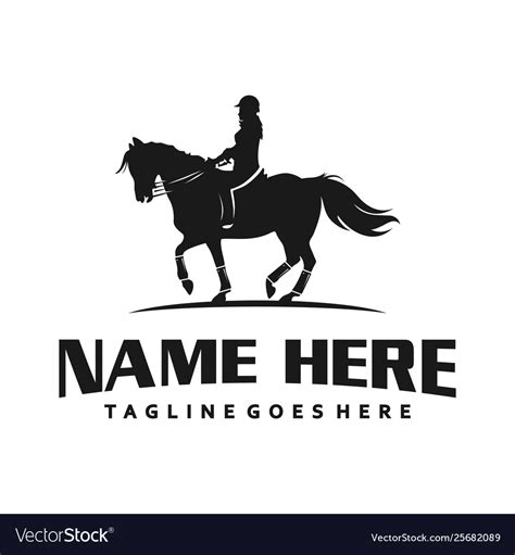 Women logo riding a horse Royalty Free Vector Image