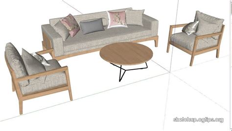 Wooden Sofa Designs - 2389 Sofa Sketchup Model