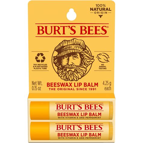 Buy Burt's Bees Moisturizing Lip Care, for All Day Hydration, 100% Natural, Original Beeswax ...