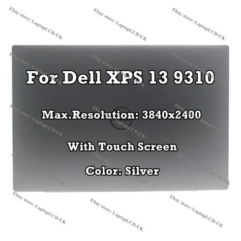 13.4& SILVER DELL XPS 13 9310 UHD 4K LCD Display Touch Screen Assembly ...