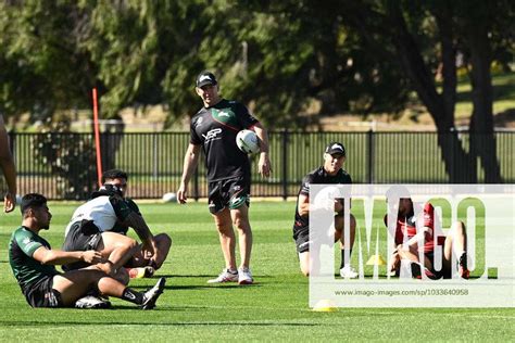 NRL RABBITOHS COACH PRESSER, South Sydney Rabbitohs coach Jason Demetriou (left) with assistant