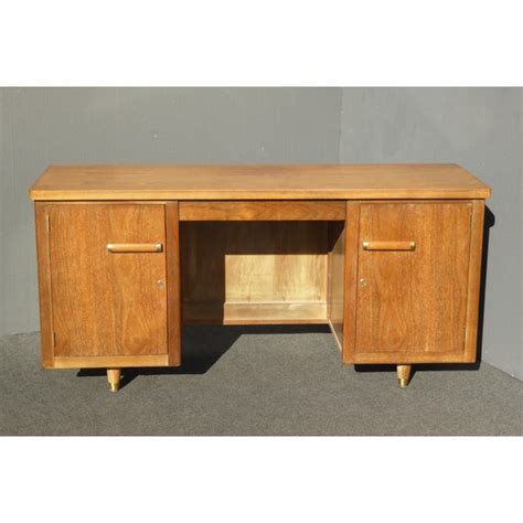 Mid Century Modern Solid Wood Writing Desk | Chairish