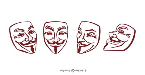 Guy Fawkes Mask Design Set Vector Download