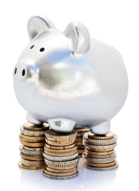 Piggy bank on coins stock image. Image of background - 15745715