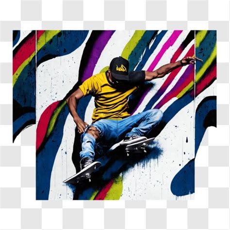 Download Skateboarding Tricks with Colorful Murals PNG Online ...