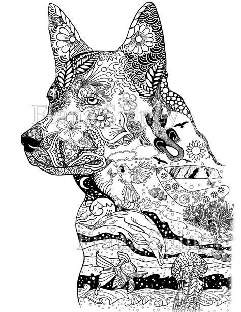 Printable Australian Cattle Dog Colouring Page, Instant Download, With ...